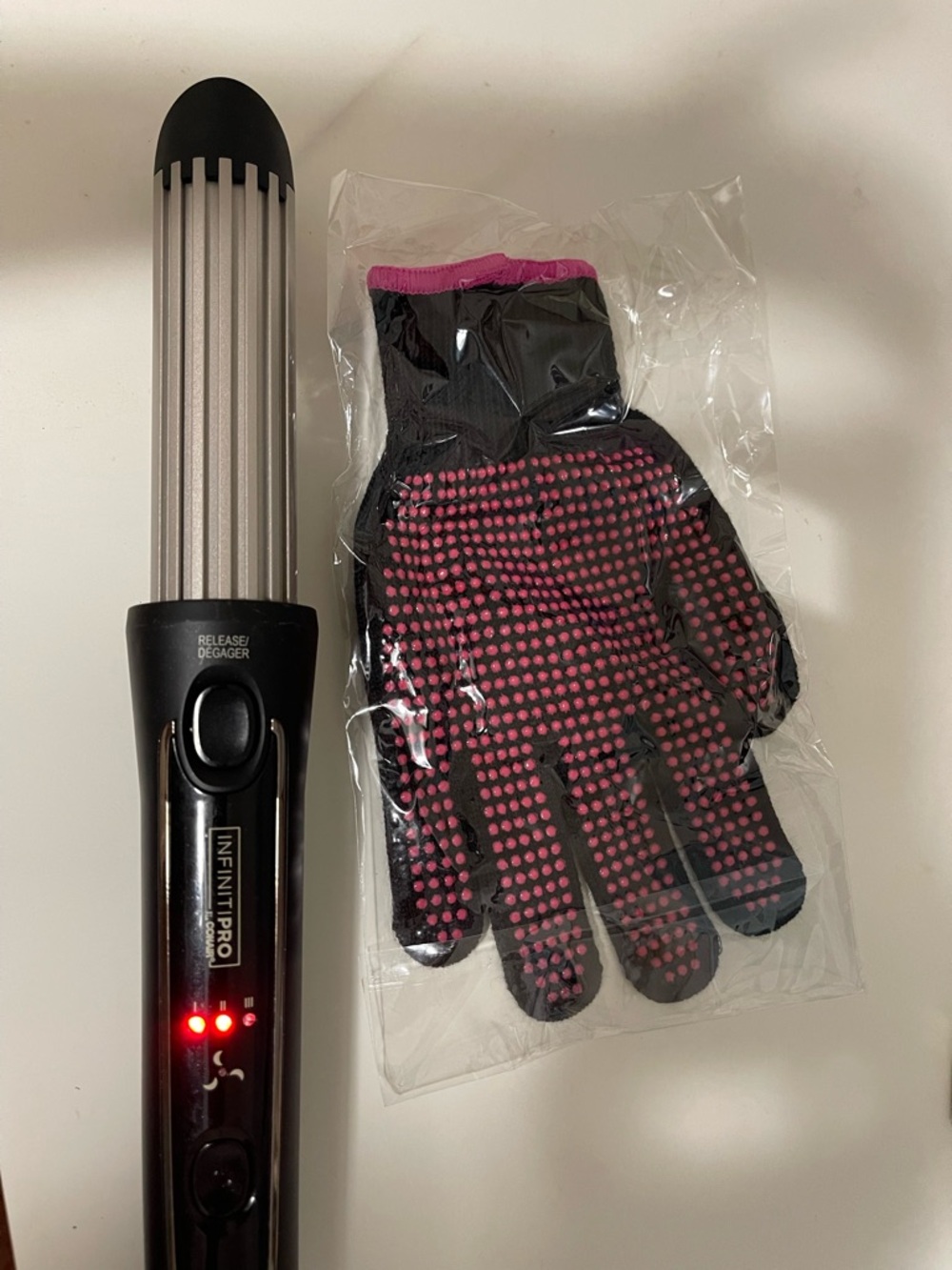 INFINITIPRO Cool Air Cooling Iron with Pink Non-Slip Heat Glove